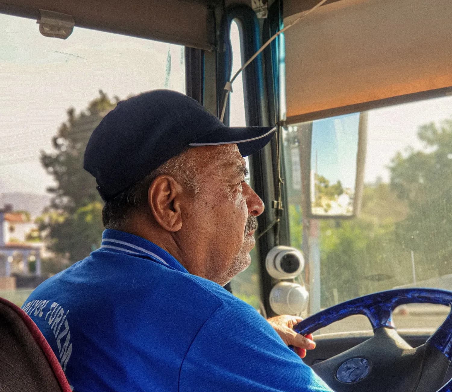 A driver at the wheel of his truck